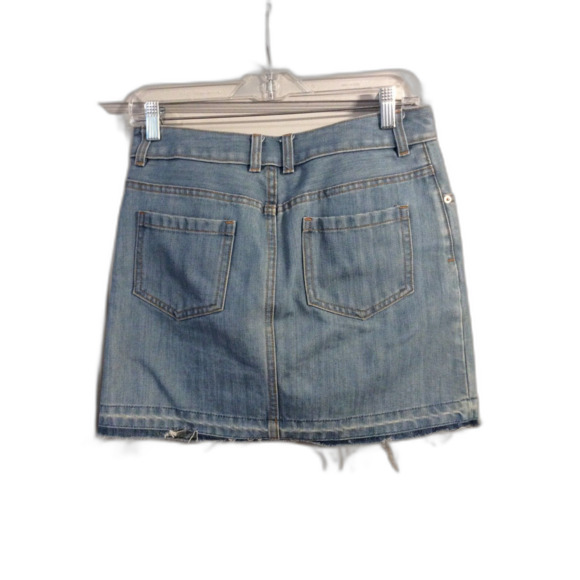 H&M Mini Skirt Denim Raw Hem Edge Front zip Size 6 - Picture 4 of 4